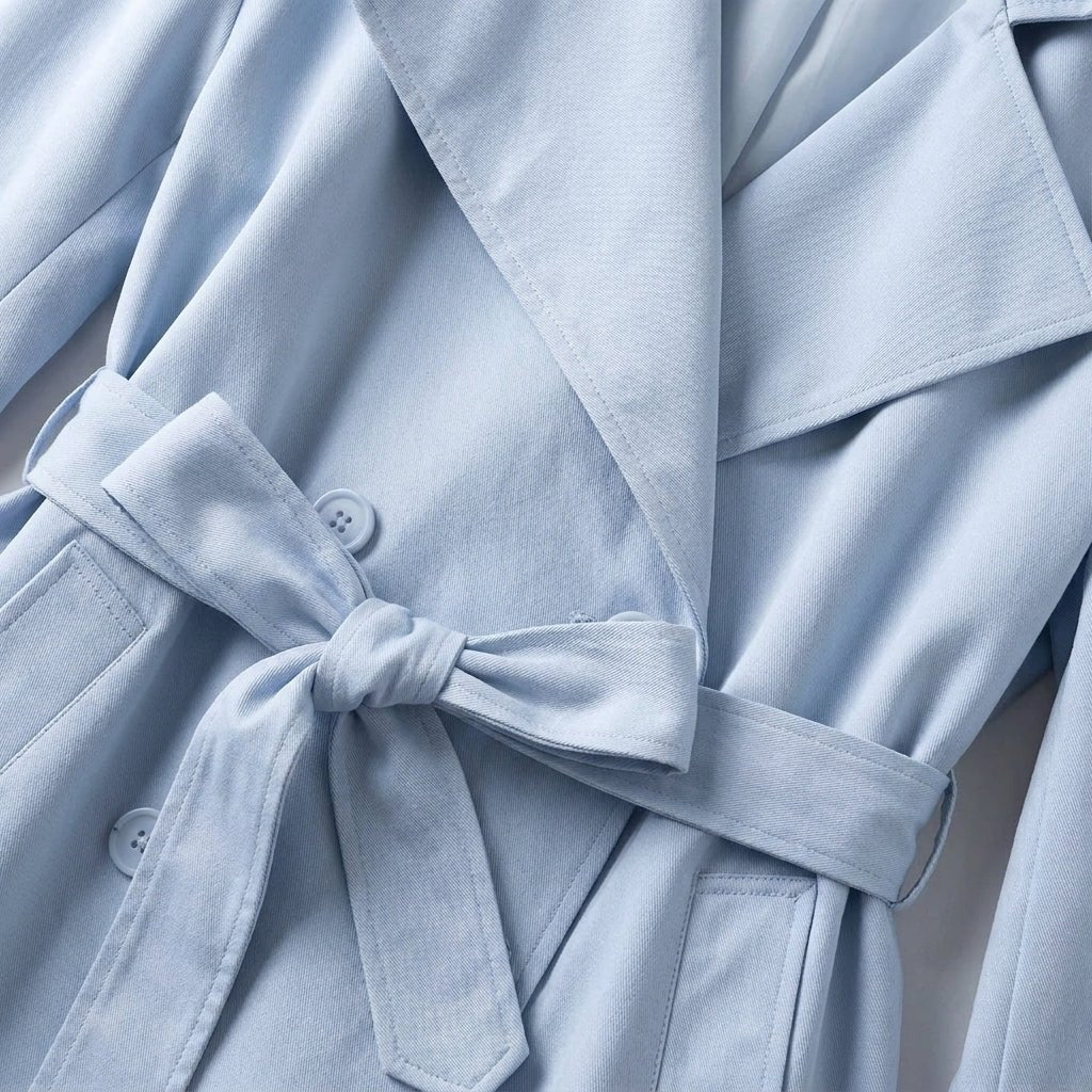 Women's Cropped Trench Coat – Oversized Lapel, Belted Waist - We are MFEO