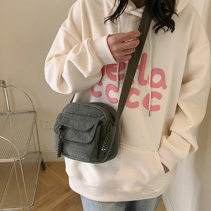 Women's Crossbody Bag with Zip Pocket – Small Ridged Texture - We are MFEO