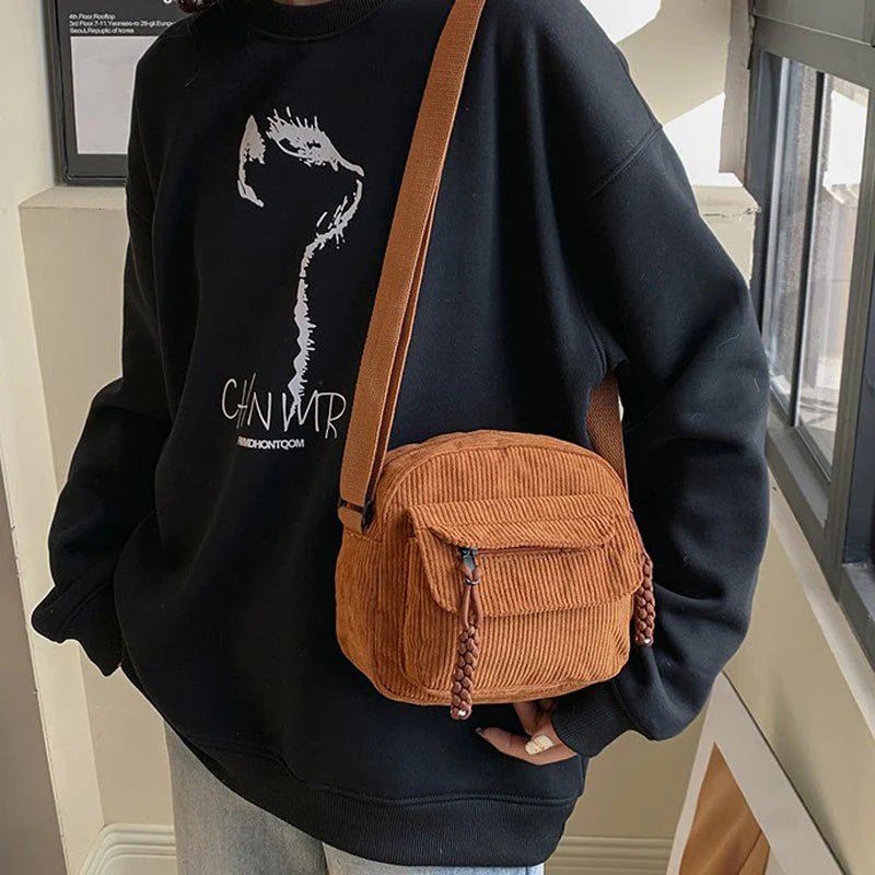 Women's Crossbody Bag with Zip Pocket – Small Ridged Texture - We are MFEO