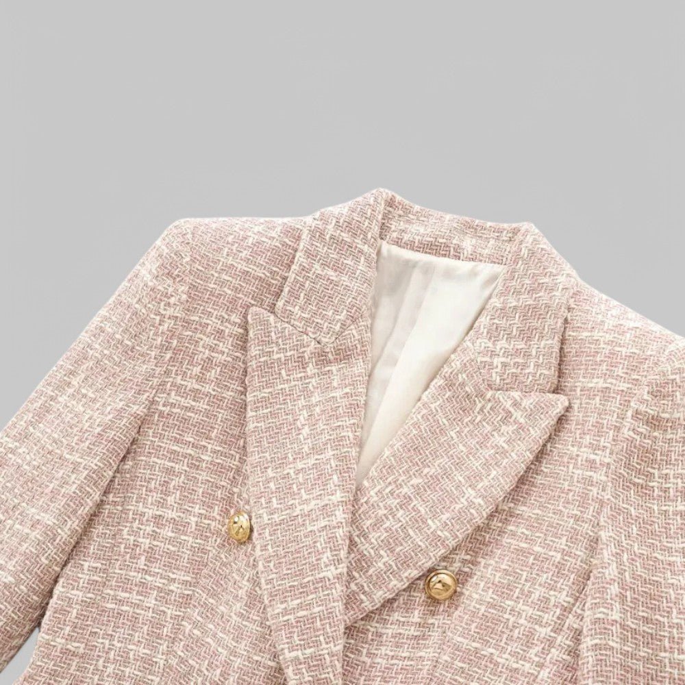 Women's Double-Breasted Blazer – Tailored Tweed for Business Casual and Day Events - We are MFEO