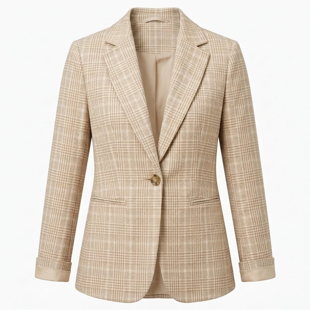 Women's Fitted Tailored Blazer – Plaid Design - We are MFEO