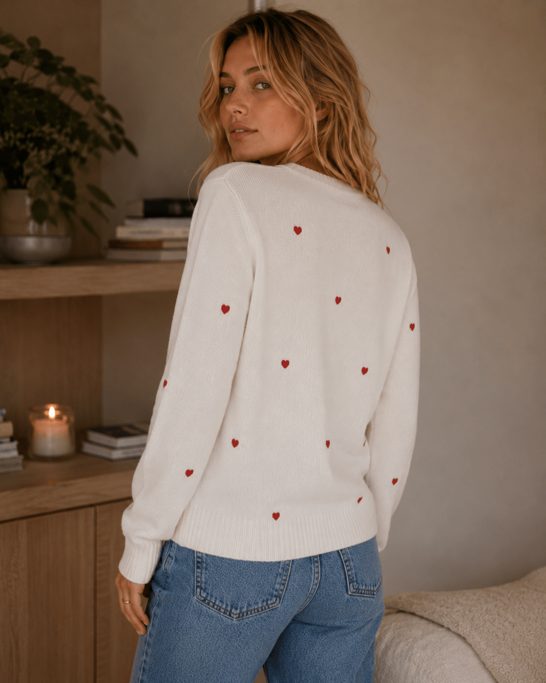 Women's Heart Embroidered Sweater – Casual Crew Neck for Autumn/Winter, Relaxed Fit - We are MFEO