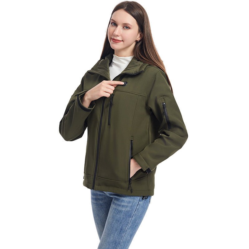 Women's Heated Jacket for Winter – USB-Powered with Detachable Hood and Zip Pockets - We are MFEO