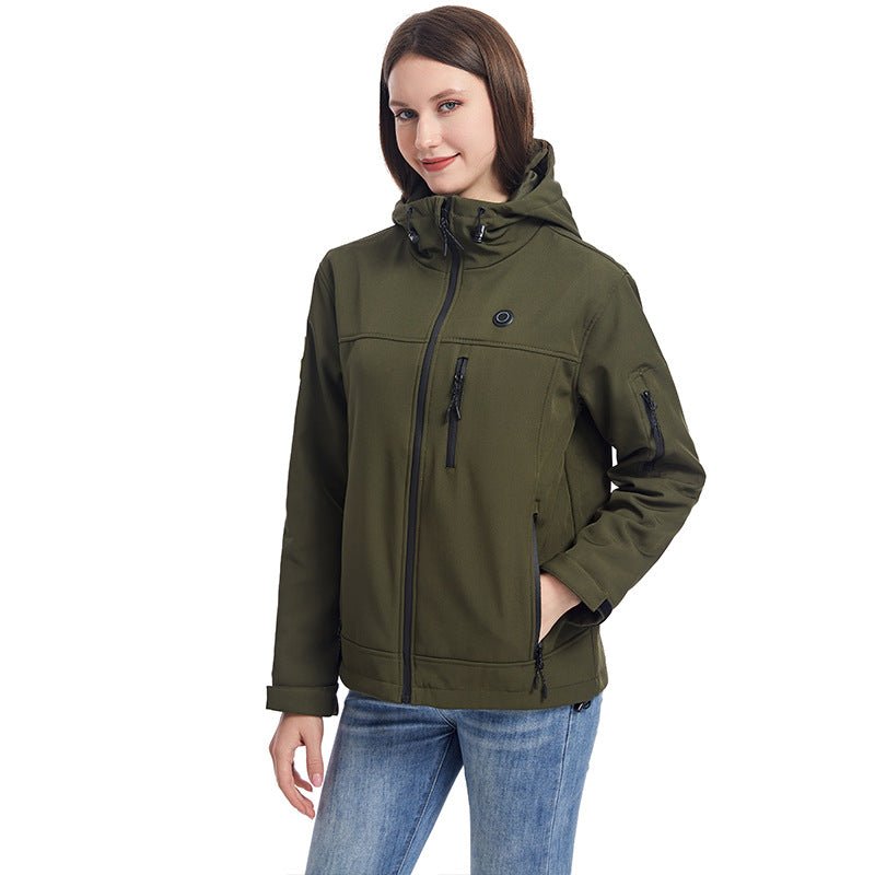 Women's Heated Jacket for Winter – USB-Powered with Detachable Hood and Zip Pockets - We are MFEO