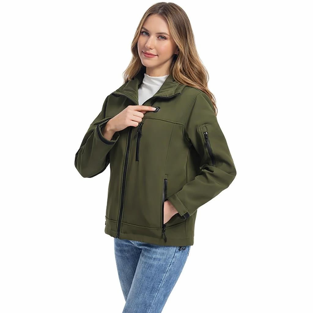 Women's Heated Jacket for Winter – USB-Powered with Detachable Hood and Zip Pockets - We are MFEO