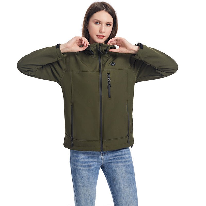 Women's Heated Jacket for Winter – USB-Powered with Detachable Hood and Zip Pockets - We are MFEO