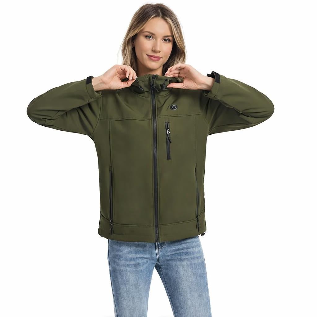 Women's Heated Jacket for Winter – USB-Powered with Detachable Hood and Zip Pockets - We are MFEO