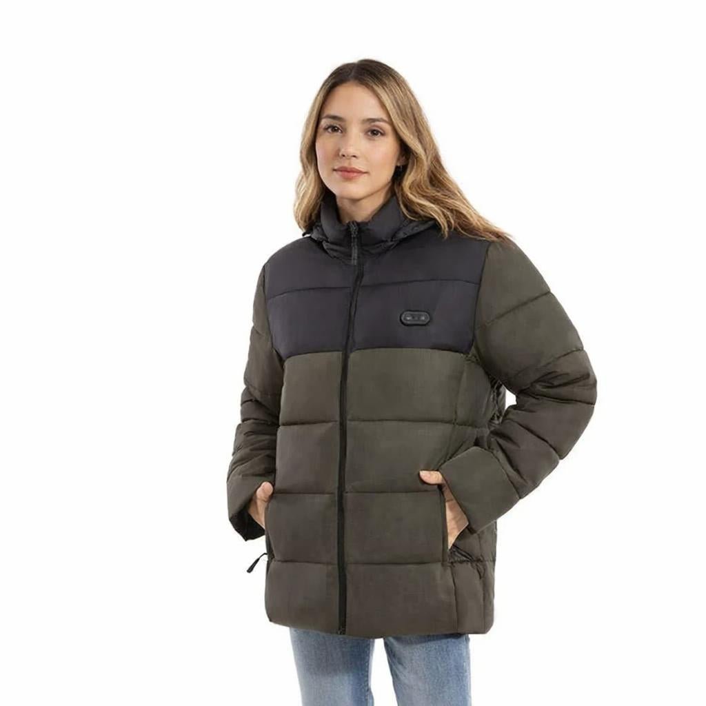 Women's Heated Puffer Jacket with Detachable Hood – Quilted Design - We are MFEO