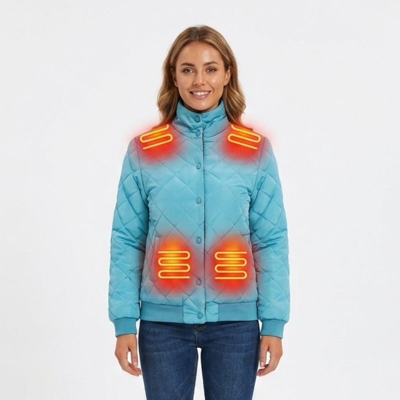 Women's Heated Quilted Jacket for Winter – Slim Fit with Stand Collar and 8 Heating Zones - We are MFEO