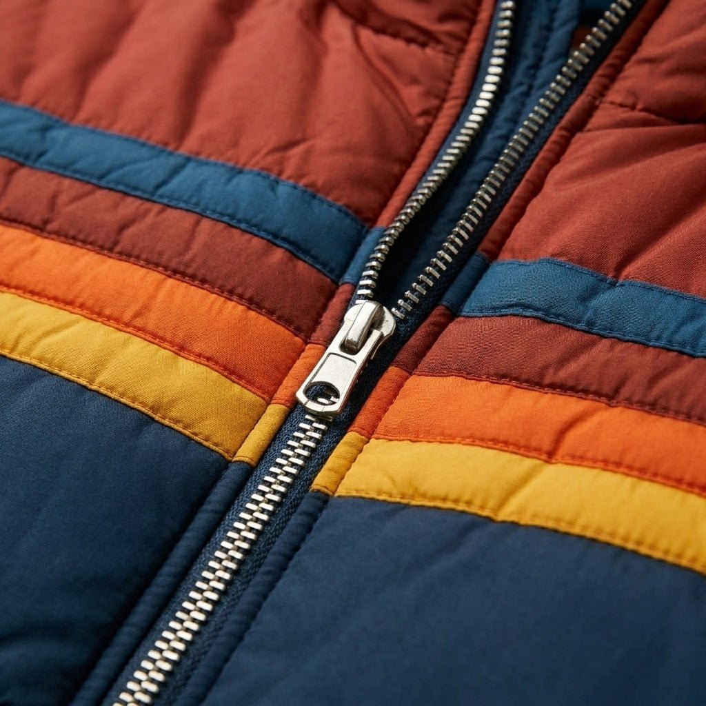 Women's Hooded Puffer Jacket – Retro Striped Design for Winter Casual Wear - We are MFEO
