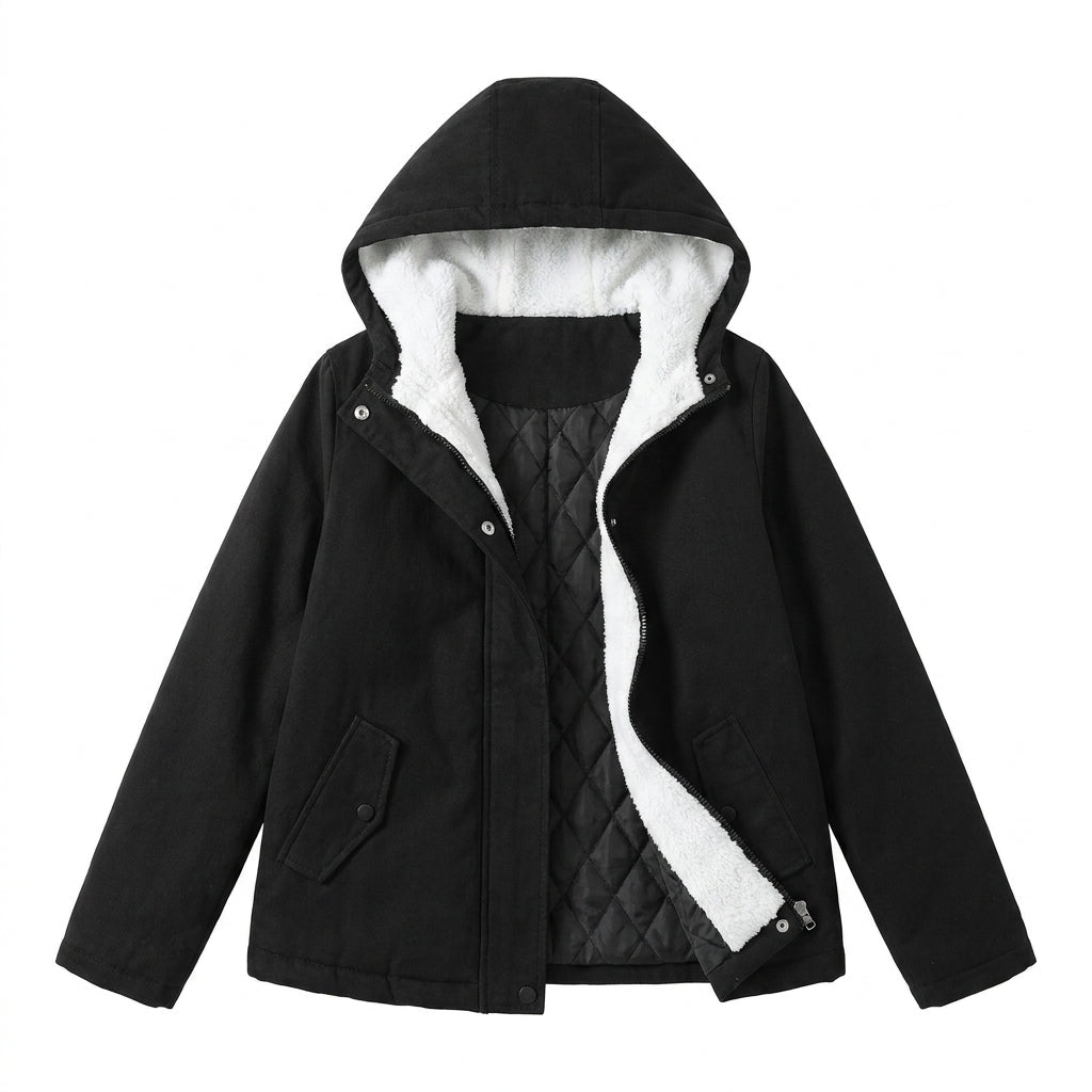Women's Hooded Winter Jacket – Plush Lined Zip-Up Design - We are MFEO