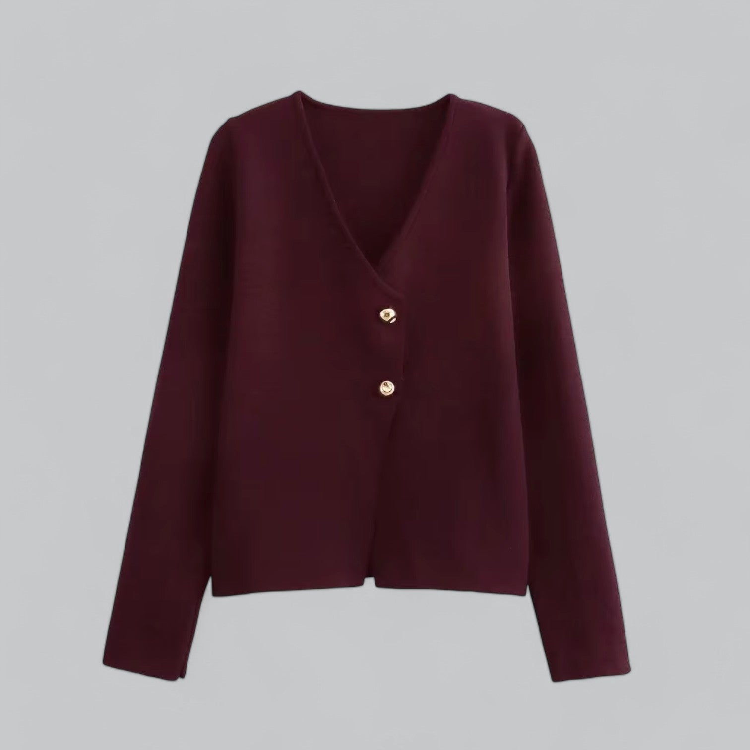 Women's Knitted Cardigan – Vintage Deep V - Neck with Double - Button Closure - We are MFEO
