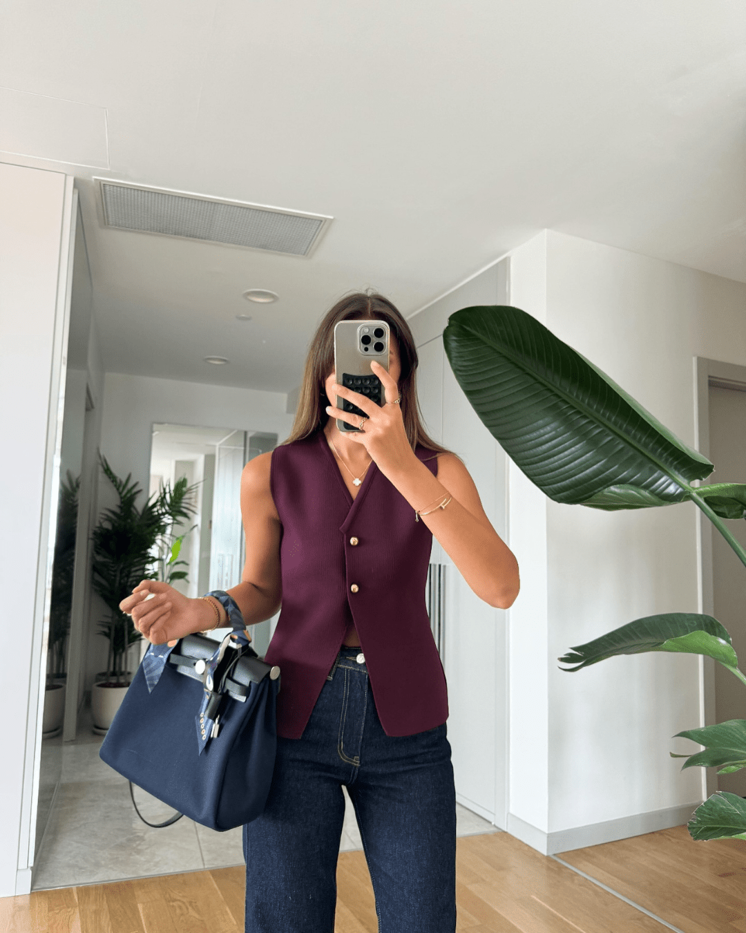 Women's Knitted Vest with V-Neck and Button Front – Asymmetric Hem - We are MFEO