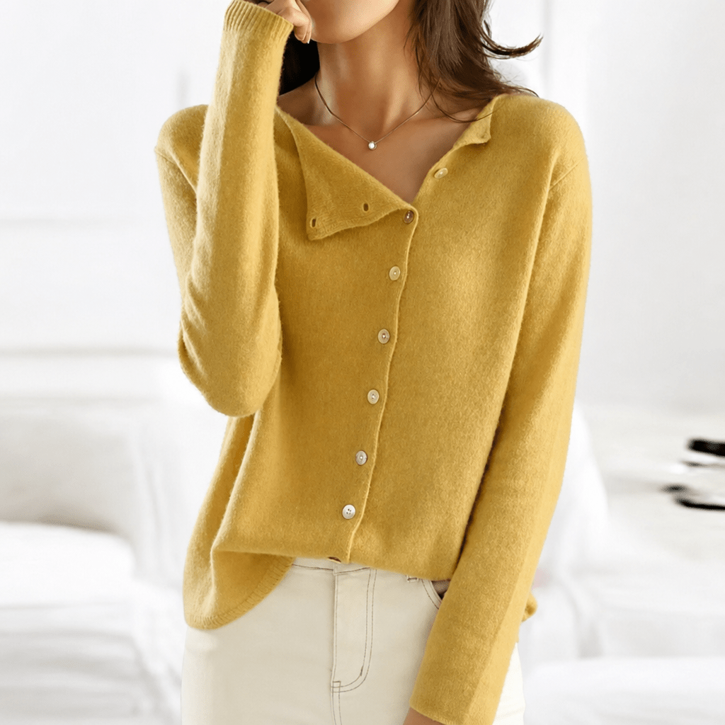 Women's Lightweight Stretch Sweater with Buttons – Modern Fit - We are MFEO