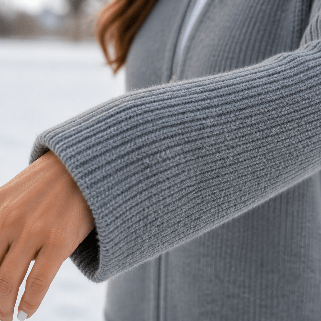 Women's Long Knit Jacket with Zip Front and Pockets - We are MFEO