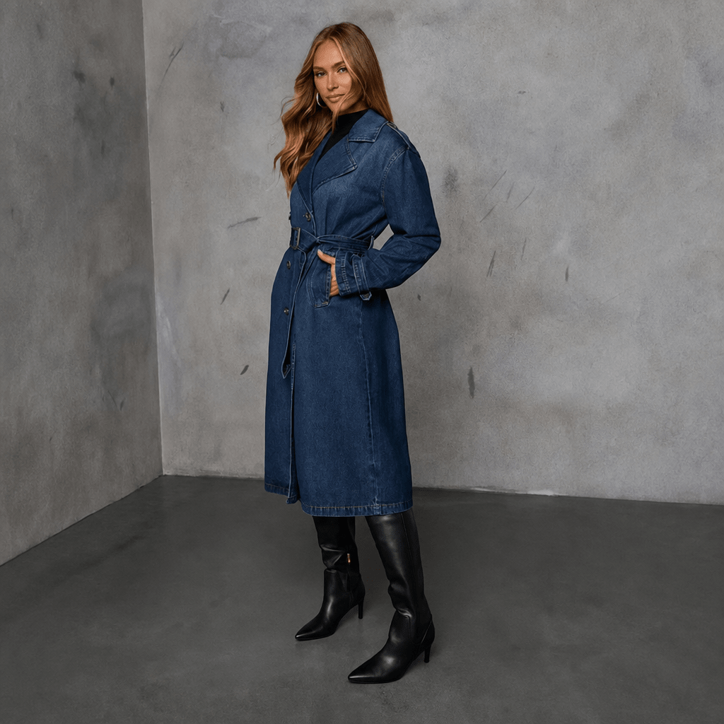 Women's Long Trench Coat with Tie Belt - We are MFEO