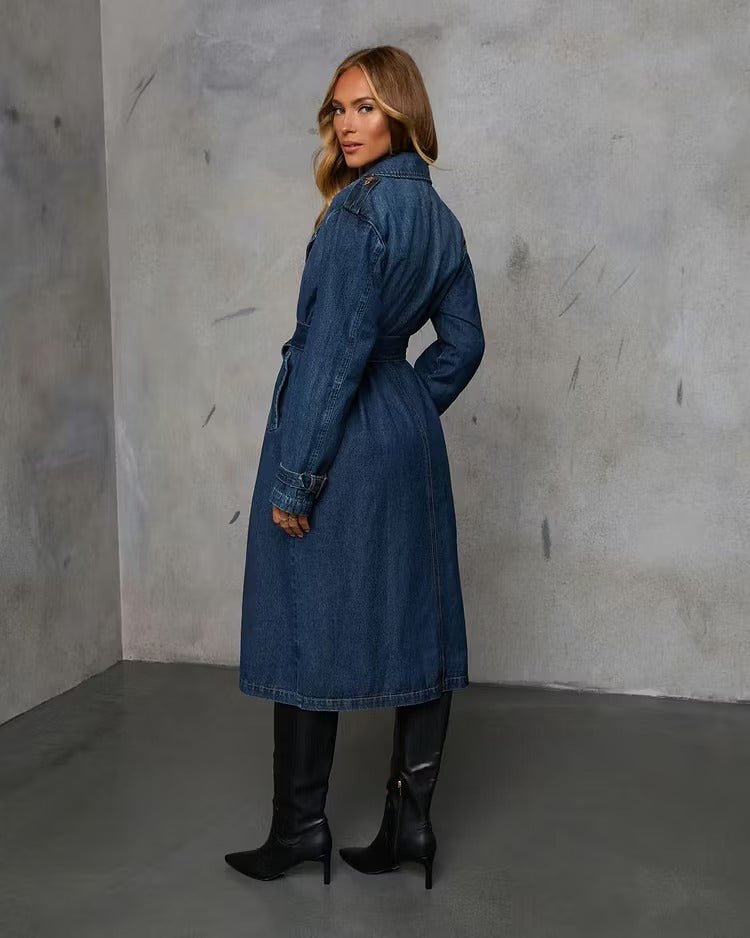 Women's Long Trench Coat with Tie Belt - We are MFEO