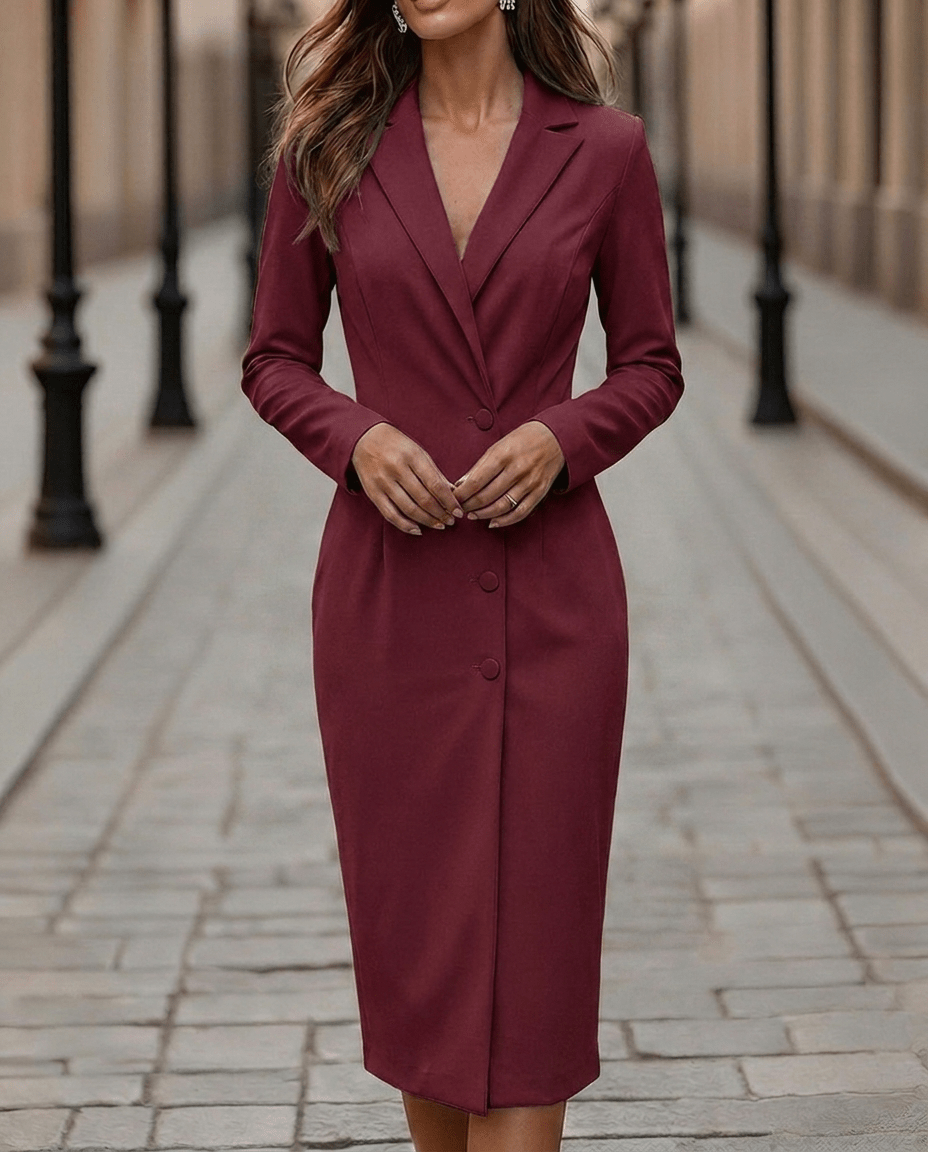 Women's Midi Blazer Dress – Double Breasted Tailored Style - We are MFEO