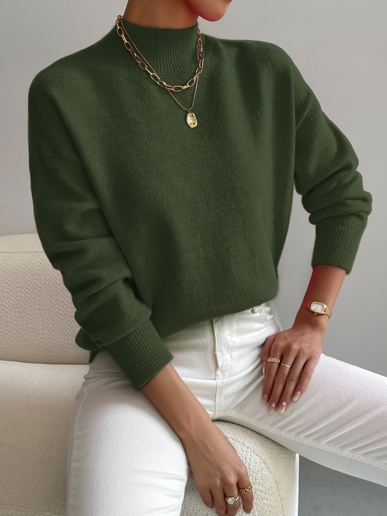 Women's Mock Neck Sweater – Relaxed Fit, Perfect for Everyday Wear - We are MFEO