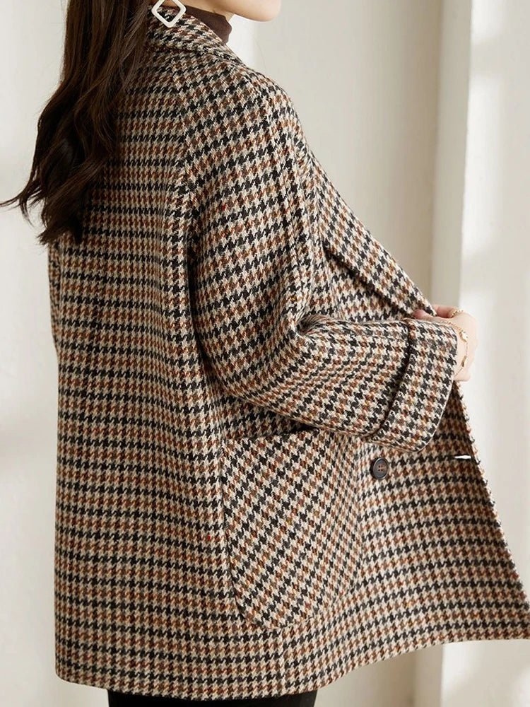 Women's Oversized Blazer – Multi-Tone Houndstooth with Notched Lapels - We are MFEO