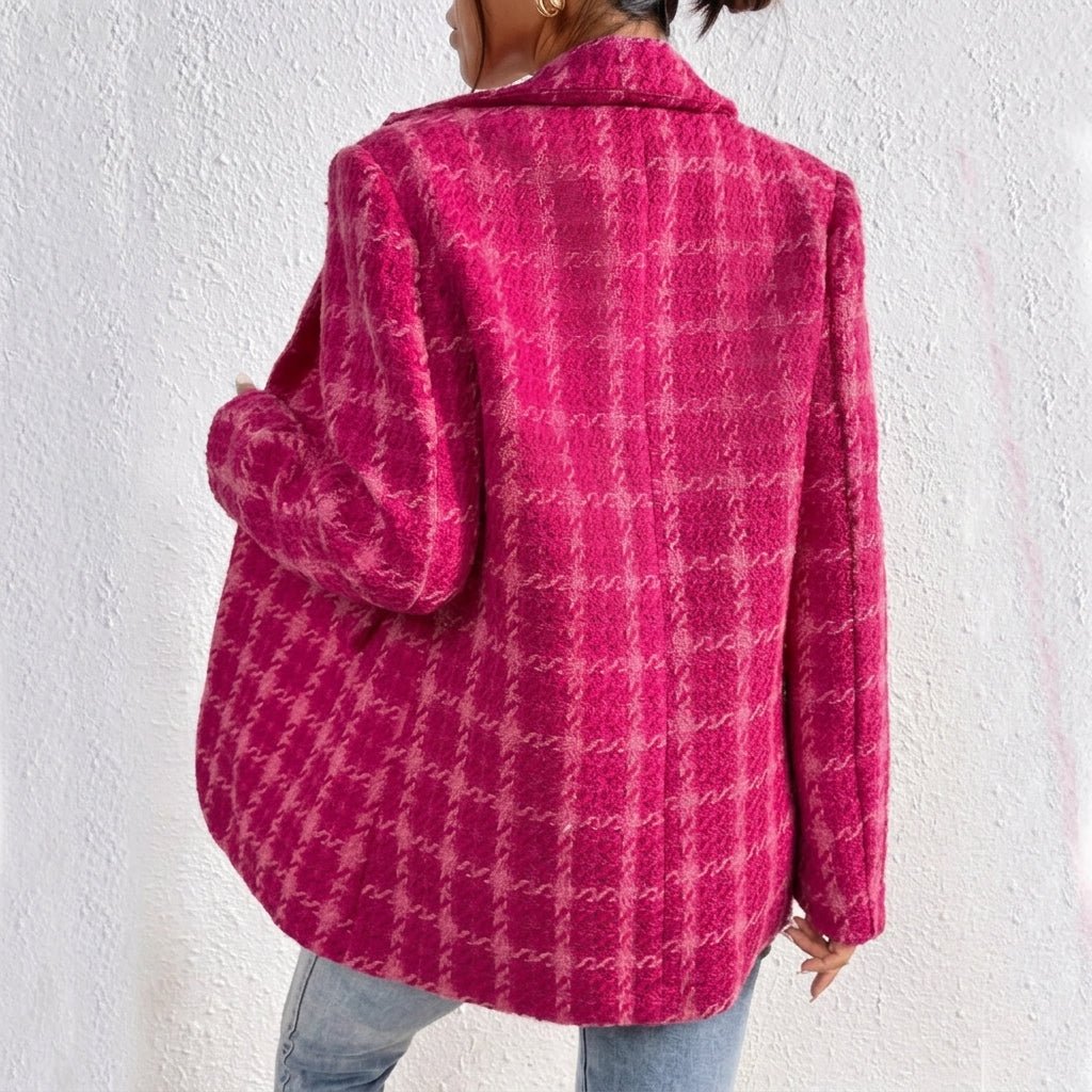 Women's Oversized Blazer – Tonal Textured Weave with Notched Lapels - We are MFEO