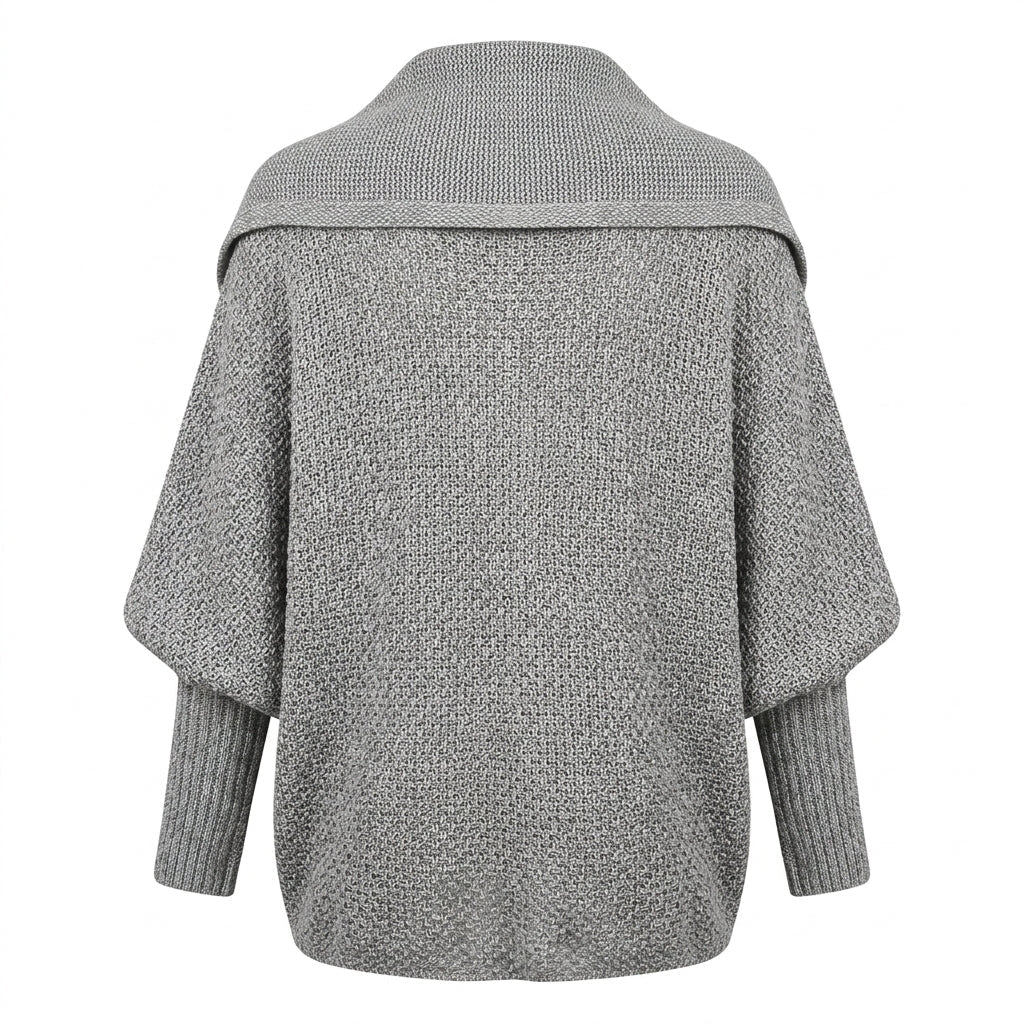 Women's Oversized Cardigan - Knit with Shawl Collar and Batwing Sleeves - We are MFEO