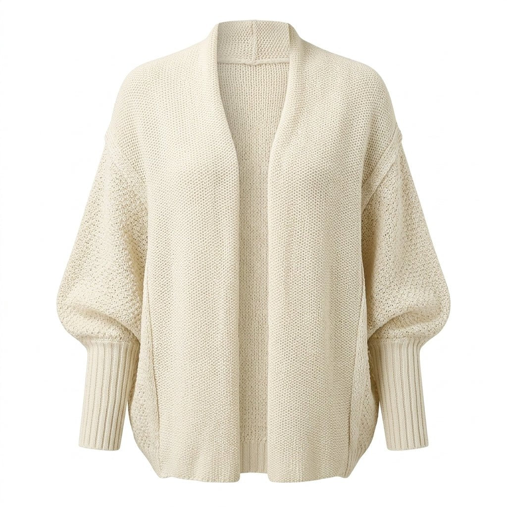Women's Oversized Cardigan - Knit with Shawl Collar and Batwing Sleeves - We are MFEO