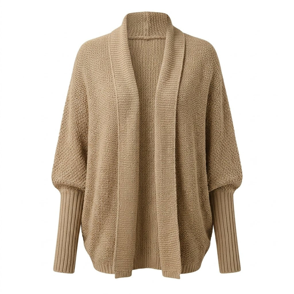 Women's Oversized Cardigan - Knit with Shawl Collar and Batwing Sleeves - We are MFEO