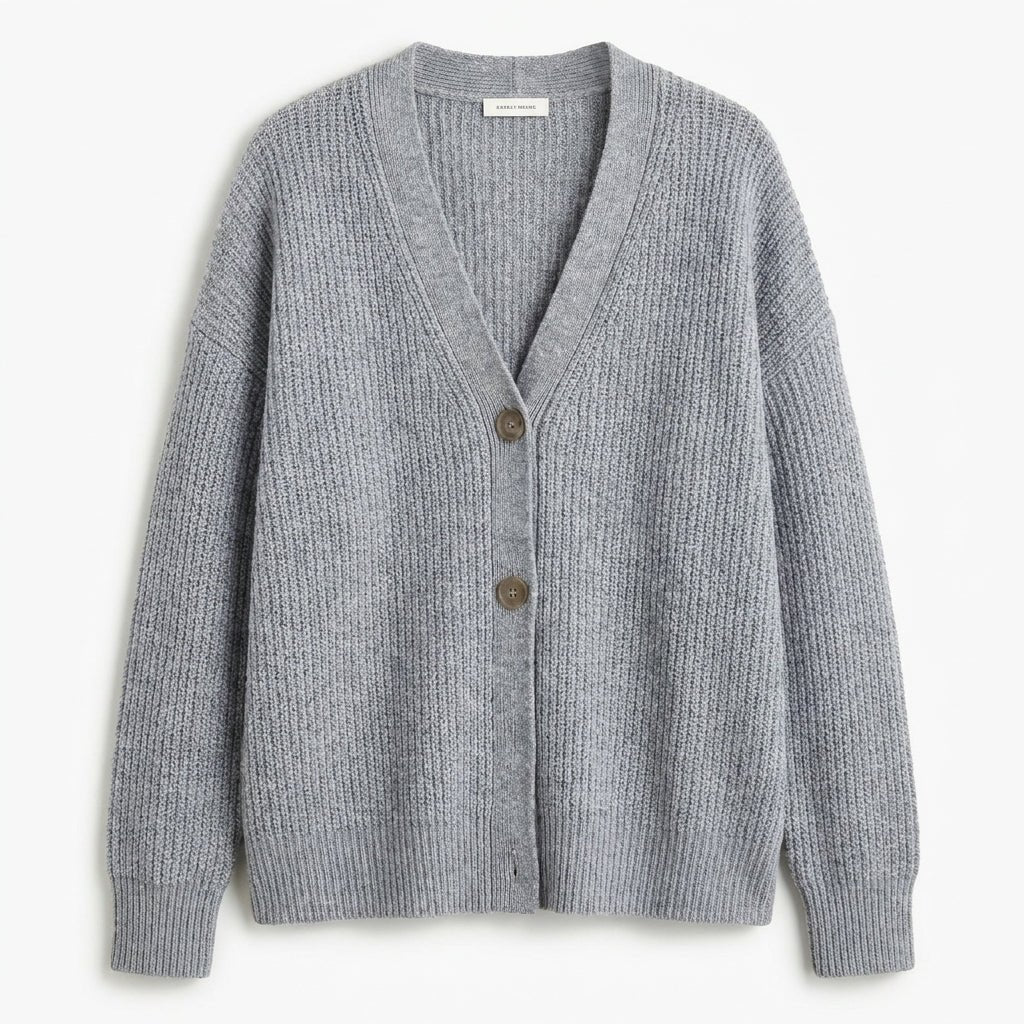Women's Oversized Cardigan – Ribbed Knit with V-Neck and Button Closure for Cozy Layering - We are MFEO