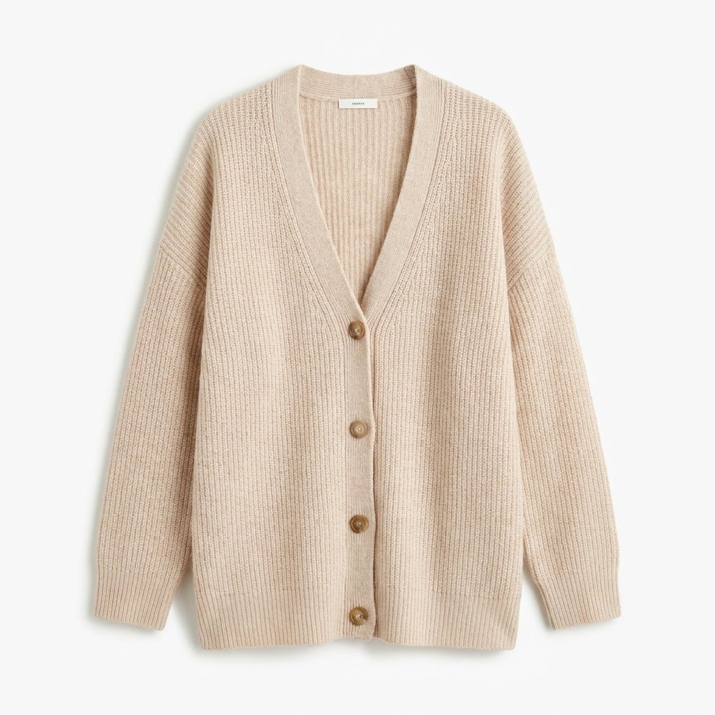 Women's Oversized Cardigan – Ribbed Knit with V-Neck and Button Closure for Cozy Layering - We are MFEO
