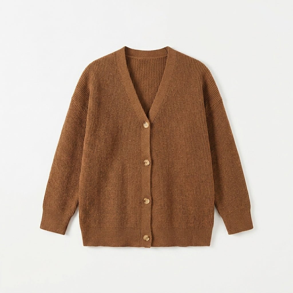 Women's Oversized Cardigan – Ribbed Knit with V-Neck and Button Closure for Cozy Layering - We are MFEO