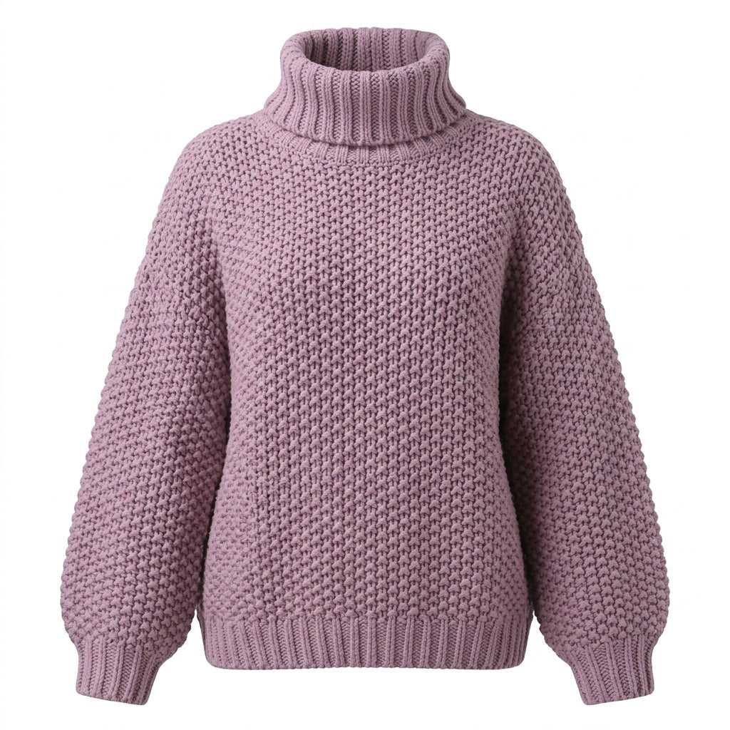 Women's Oversized Chunky Knit Jumper – Turtleneck Sweater for Winter Warmth - We are MFEO