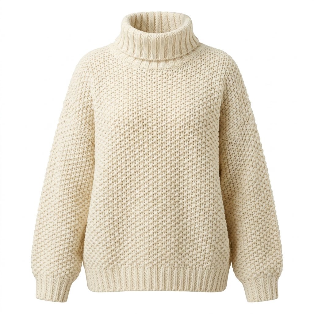 Women's Oversized Chunky Knit Jumper – Turtleneck Sweater for Winter Warmth - We are MFEO