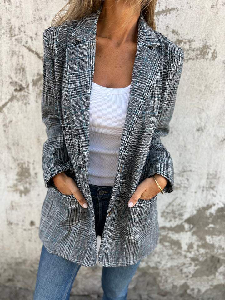 Women's Oversized Houndstooth Blazer – Notched Lapel - We are MFEO
