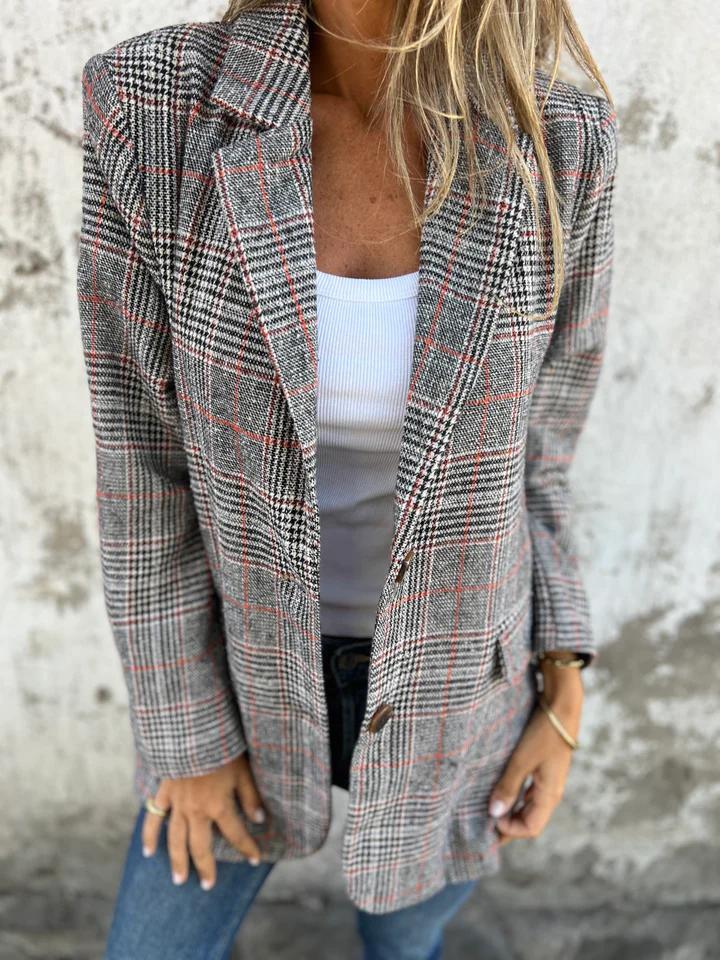 Women's Oversized Houndstooth Blazer – Notched Lapel - We are MFEO