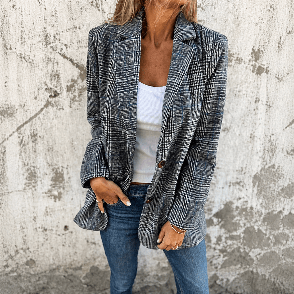 Women's Oversized Houndstooth Blazer – Notched Lapel - We are MFEO