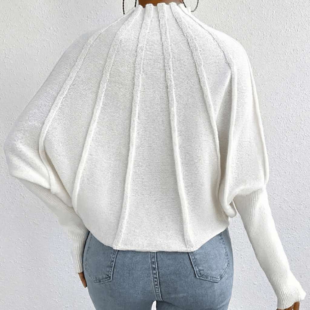 Women's Oversized Jumper with Mock Neck – Batwing Sleeves - We are MFEO