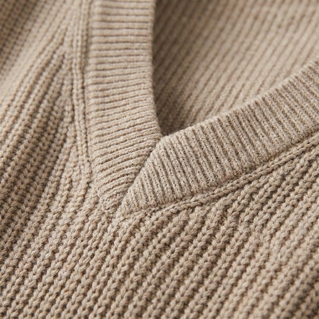 Women's Oversized Knitted Vest – Deep V Neck with Ribbed Trim - We are MFEO