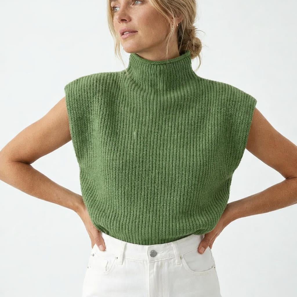 Women's Oversized Knitted Vest – High Neck - We are MFEO