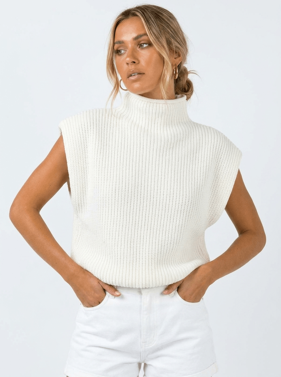 Women's Oversized Knitted Vest – High Neck - We are MFEO