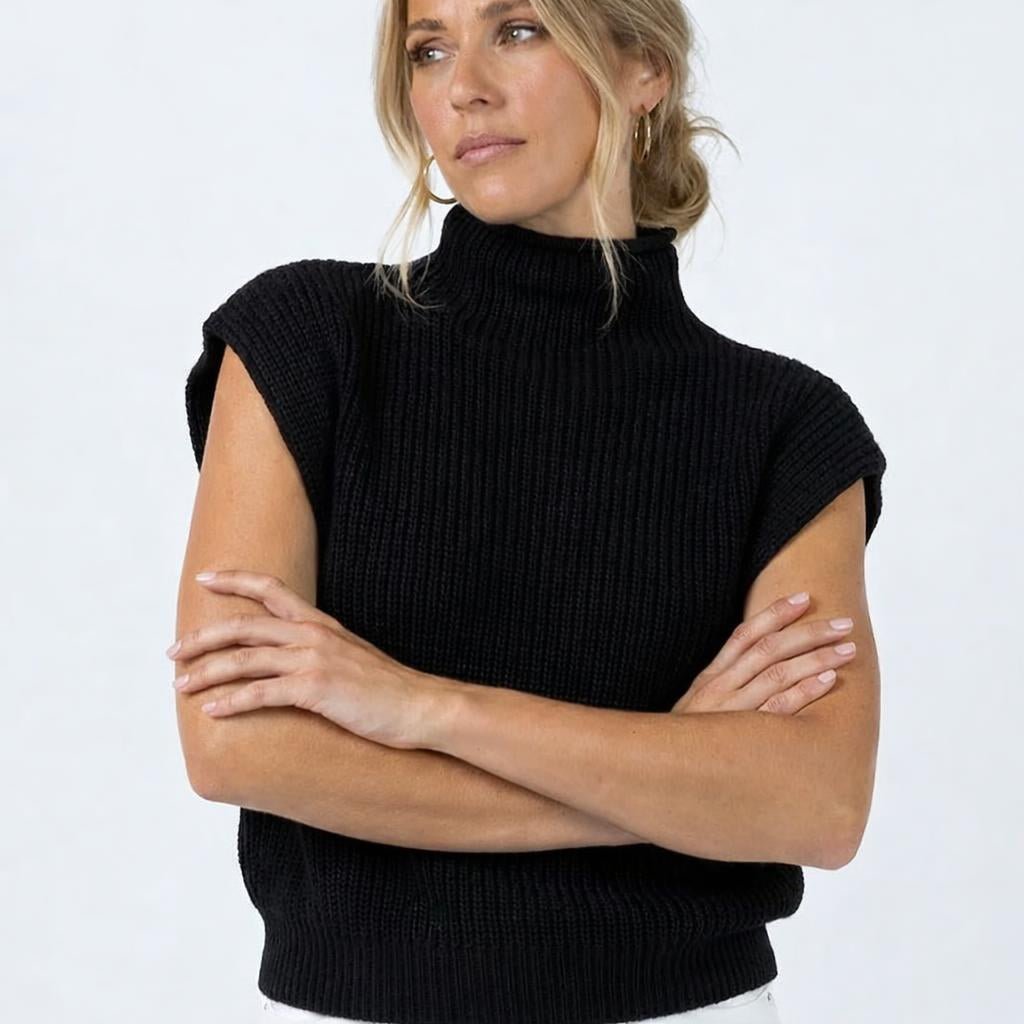Women's Oversized Knitted Vest – High Neck - We are MFEO