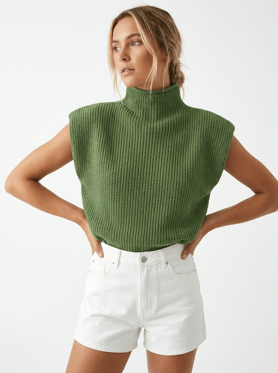 Women's Oversized Knitted Vest – High Neck - We are MFEO