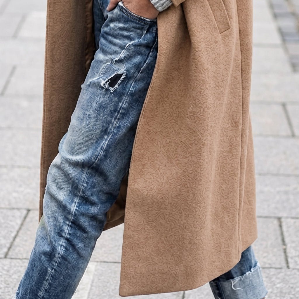 Women's Oversized Long Trench Coat – Winter Layering Piece with Wide Lapel - We are MFEO