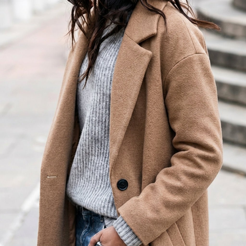 Women's Oversized Long Trench Coat – Winter Layering Piece with Wide Lapel - We are MFEO