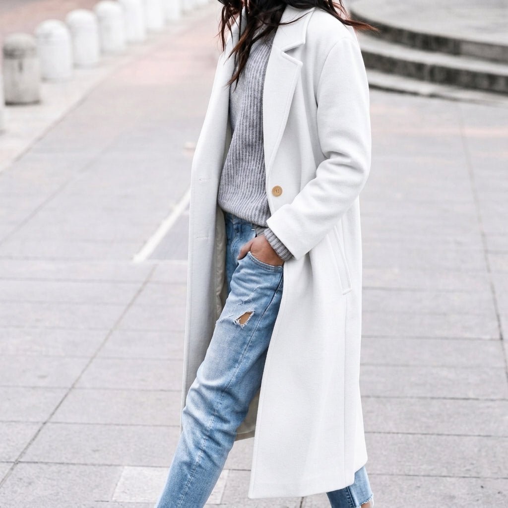 Women's Oversized Long Trench Coat – Winter Layering Piece with Wide Lapel - We are MFEO