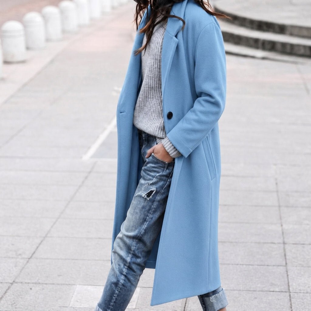 Women's Oversized Long Trench Coat – Winter Layering Piece with Wide Lapel - We are MFEO