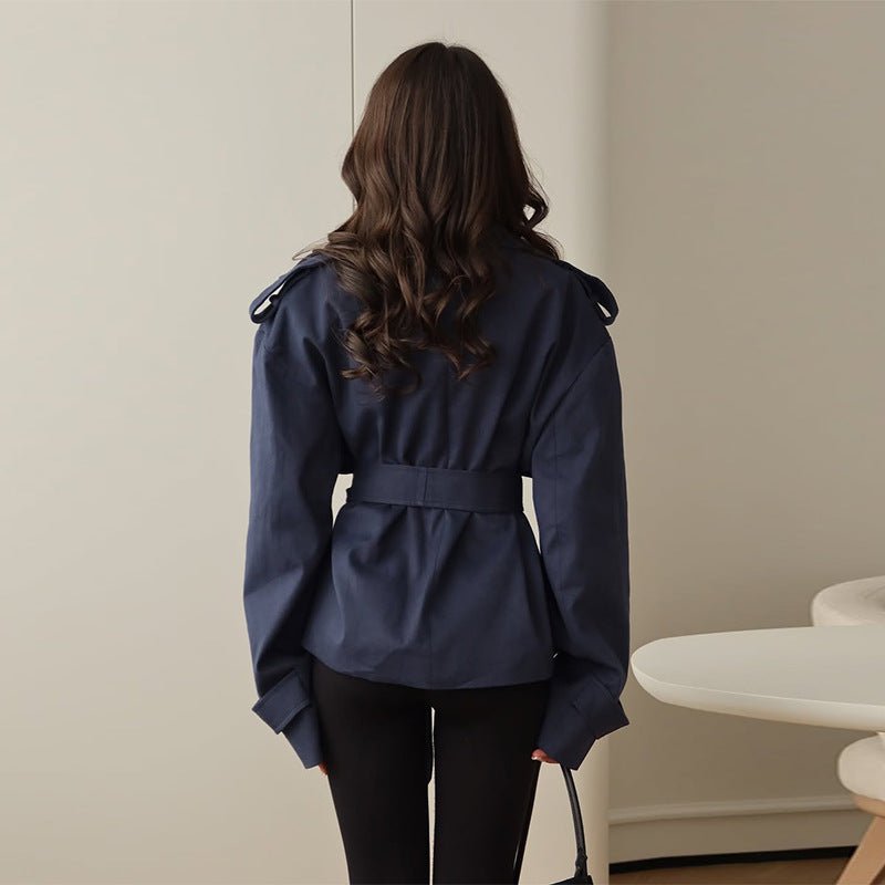 Women's Oversized Trench Coat – Hip Length Relaxed Fit with Self Tie Belt - We are MFEO