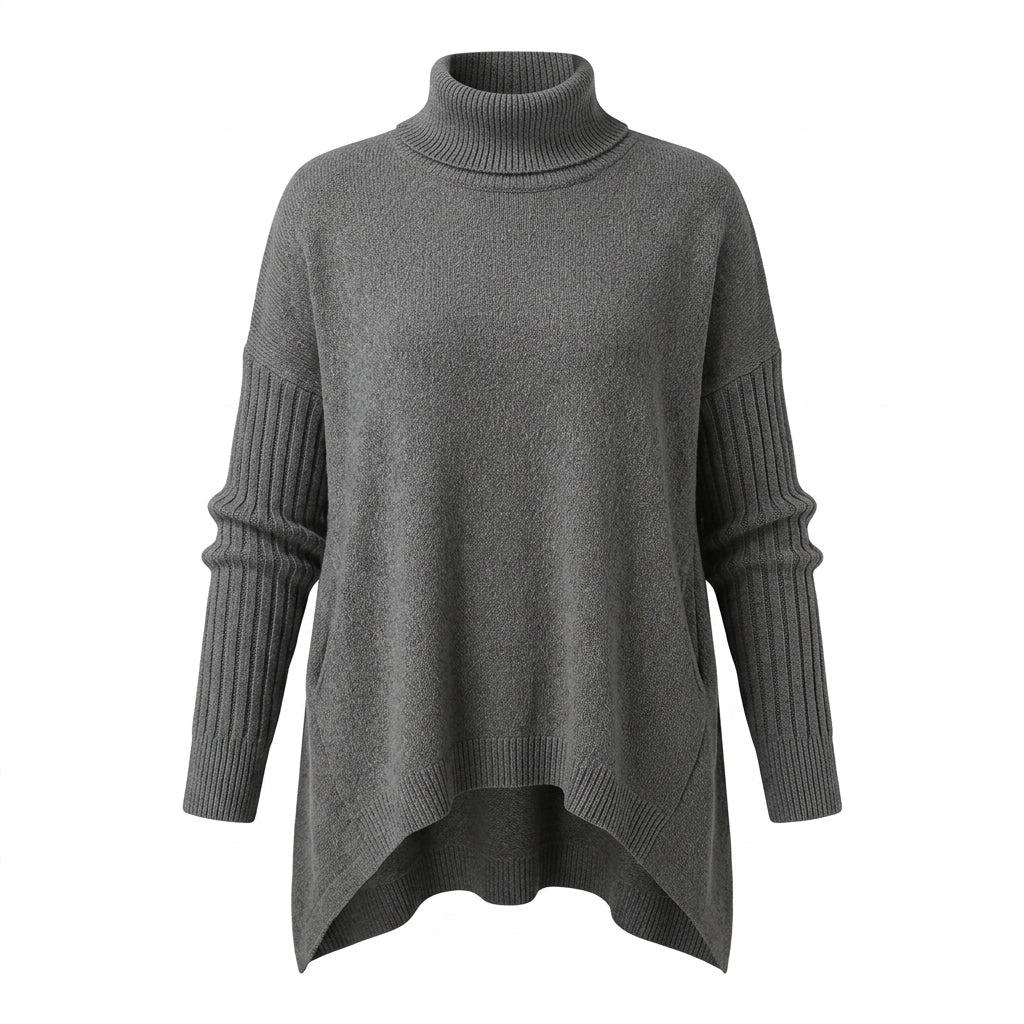 Women's Oversized Turtleneck Sweater – Comfortable Casual Wear with Pockets - We are MFEO