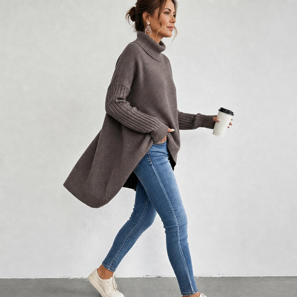 Women's Oversized Turtleneck Sweater – Comfortable Casual Wear with Pockets - We are MFEO