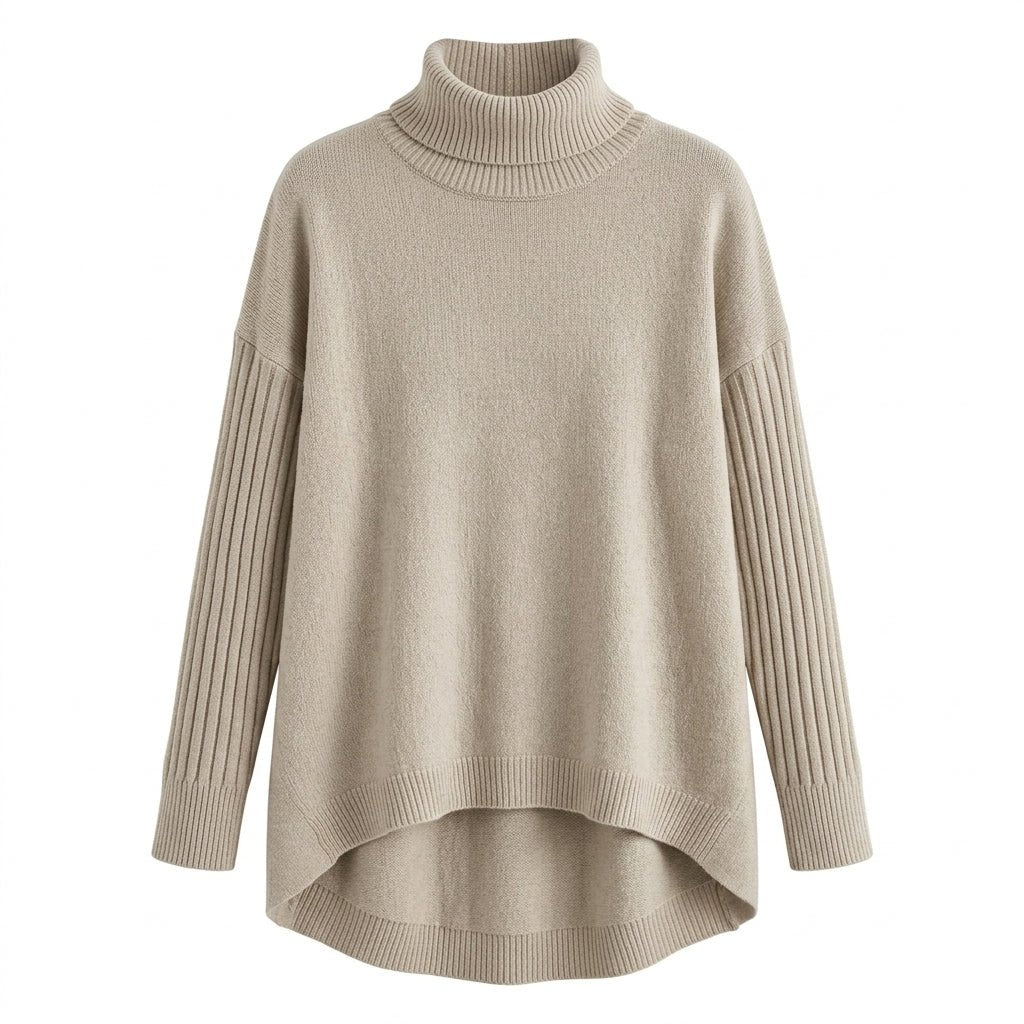 Women's Oversized Turtleneck Sweater – Comfortable Casual Wear with Pockets - We are MFEO